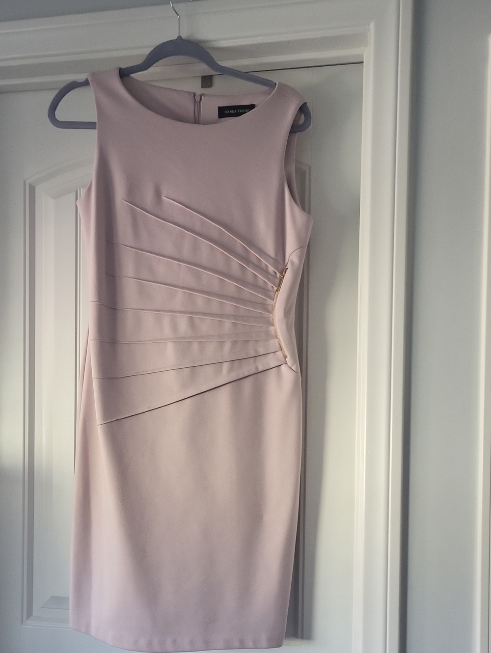 Ivanka Trump Light Pink Sculpted Pleat Midi Sheath Dress